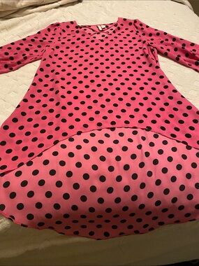 Cato Pink Dress with Black Polka Dots High-Low Hem